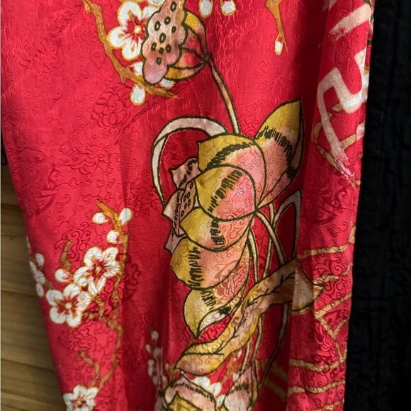Vintage Soma Size Medium Silk Pink Floral Japanese Kimono Style Robe - Picture 8 of 14